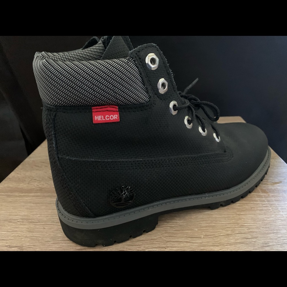 Timberlands black. Barely worn